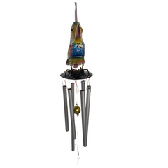 Kakatoa candle holder wind chimes with bird atop 57 cm