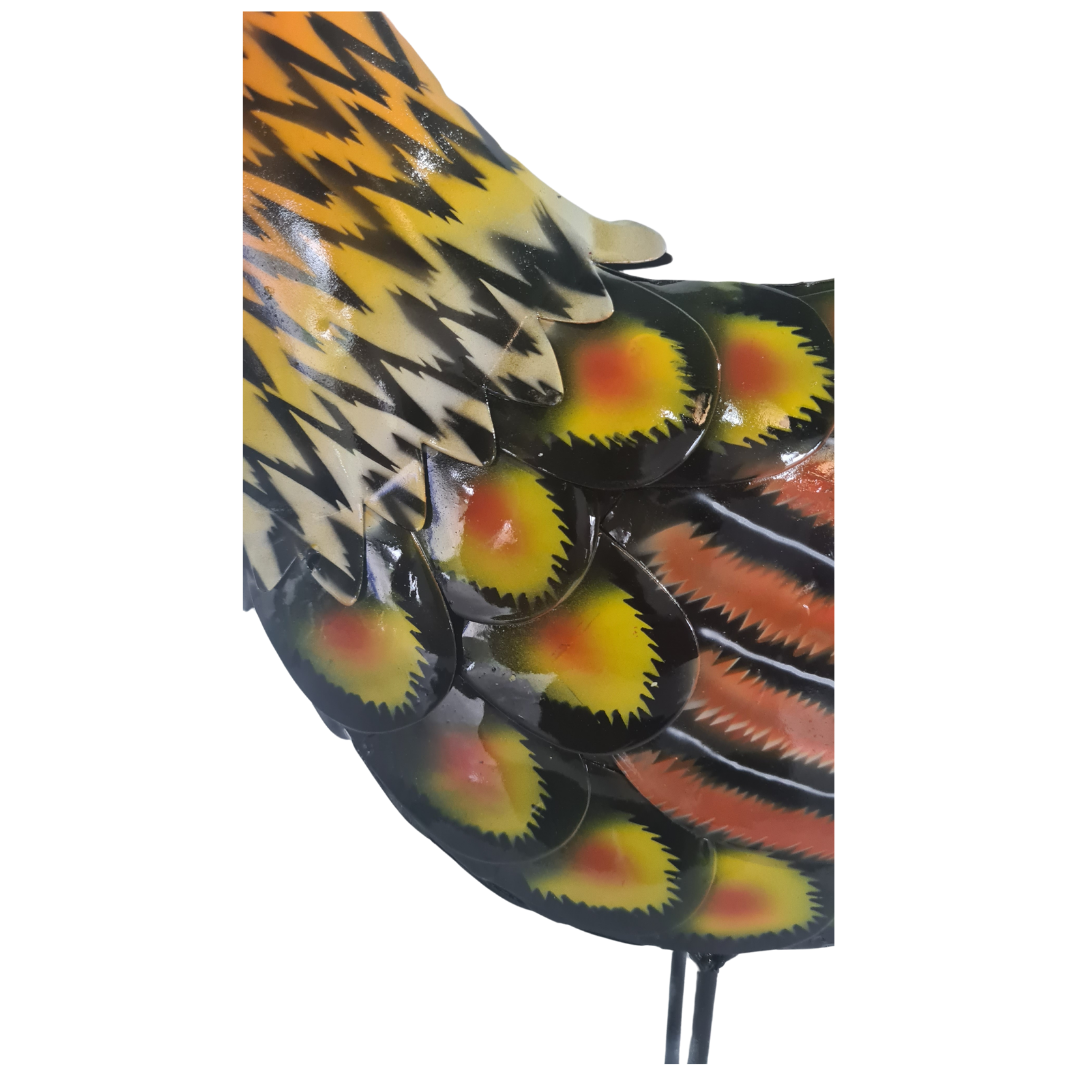Batik Rooster with layered metal feathers 50 cm