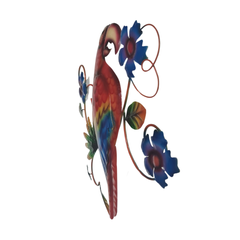 Parrot on flowers and leaves wall hanging 37 cm
