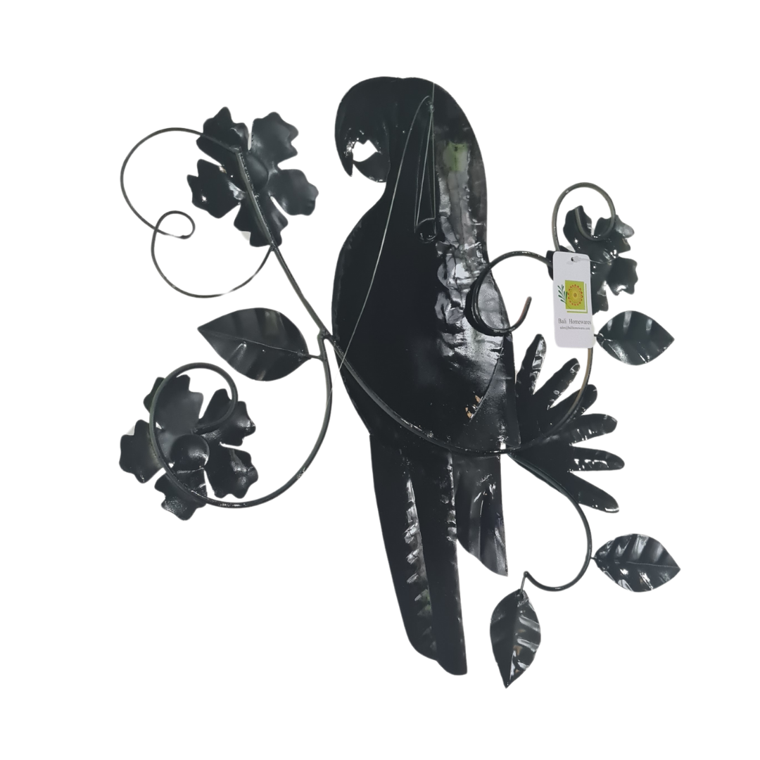 Parrot on flowers and leaves wall hanging 37 cm