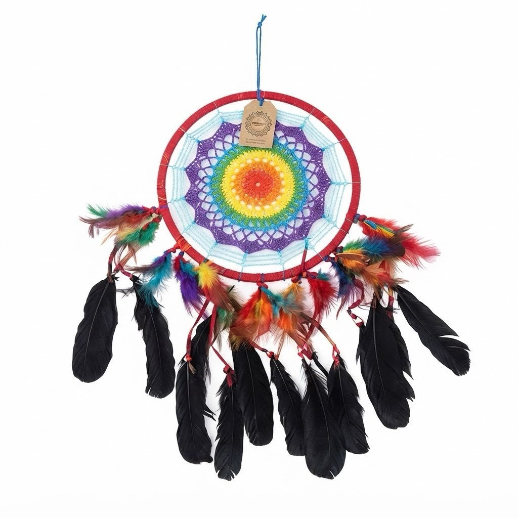 Dream catcher colourful spide web 22 cm 44 cm drop