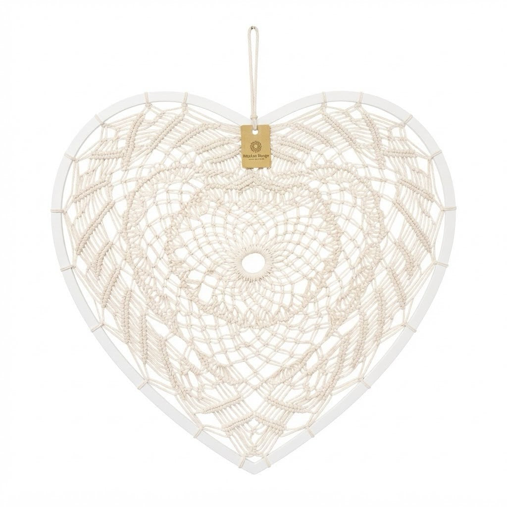 Dream catcher cream heart shape 42 cm drop 42 cm