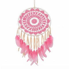 Dream catcher pink macrame with feathers 20 cm drop 60 cm