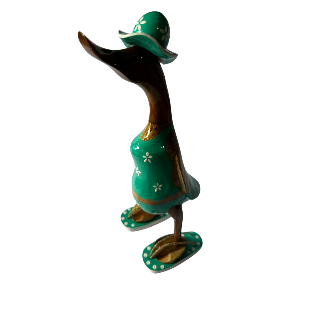 Duck in bikini green with flower patterns 25 cm