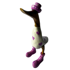 Duck white one piece with purple heart shapes 25 cm