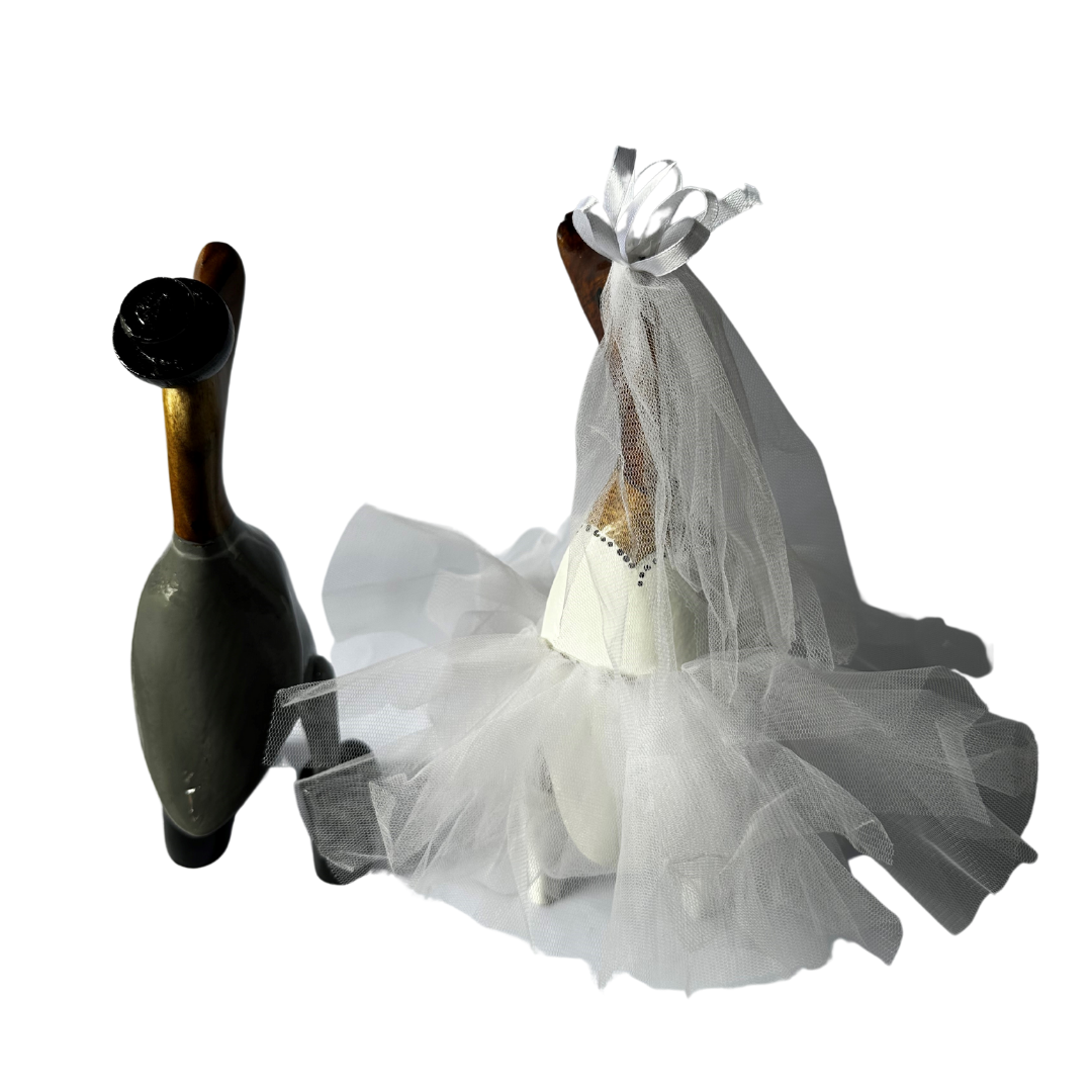Wedding ducks grey suit white dress 30 cm