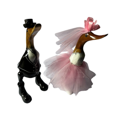 Wedding ducks black suit pink dress 30 cm