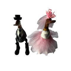 Wedding ducks black suit pink dress 30 cm