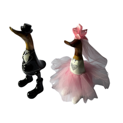 Wedding ducks black suit pink dress 30 cm