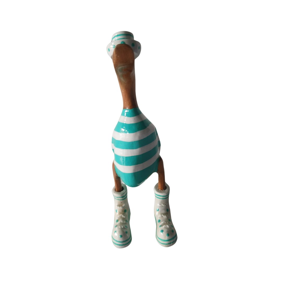 Duck with boots and sun hat turquois 25 cm