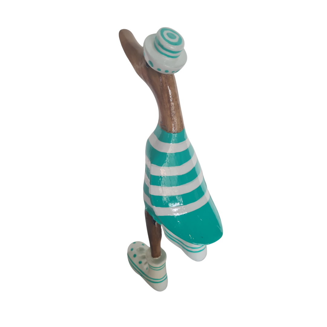 Duck with boots and sun hat turquois 25 cm