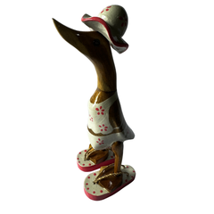 Duck in bikini with flower patterns and flipflops  25 cm