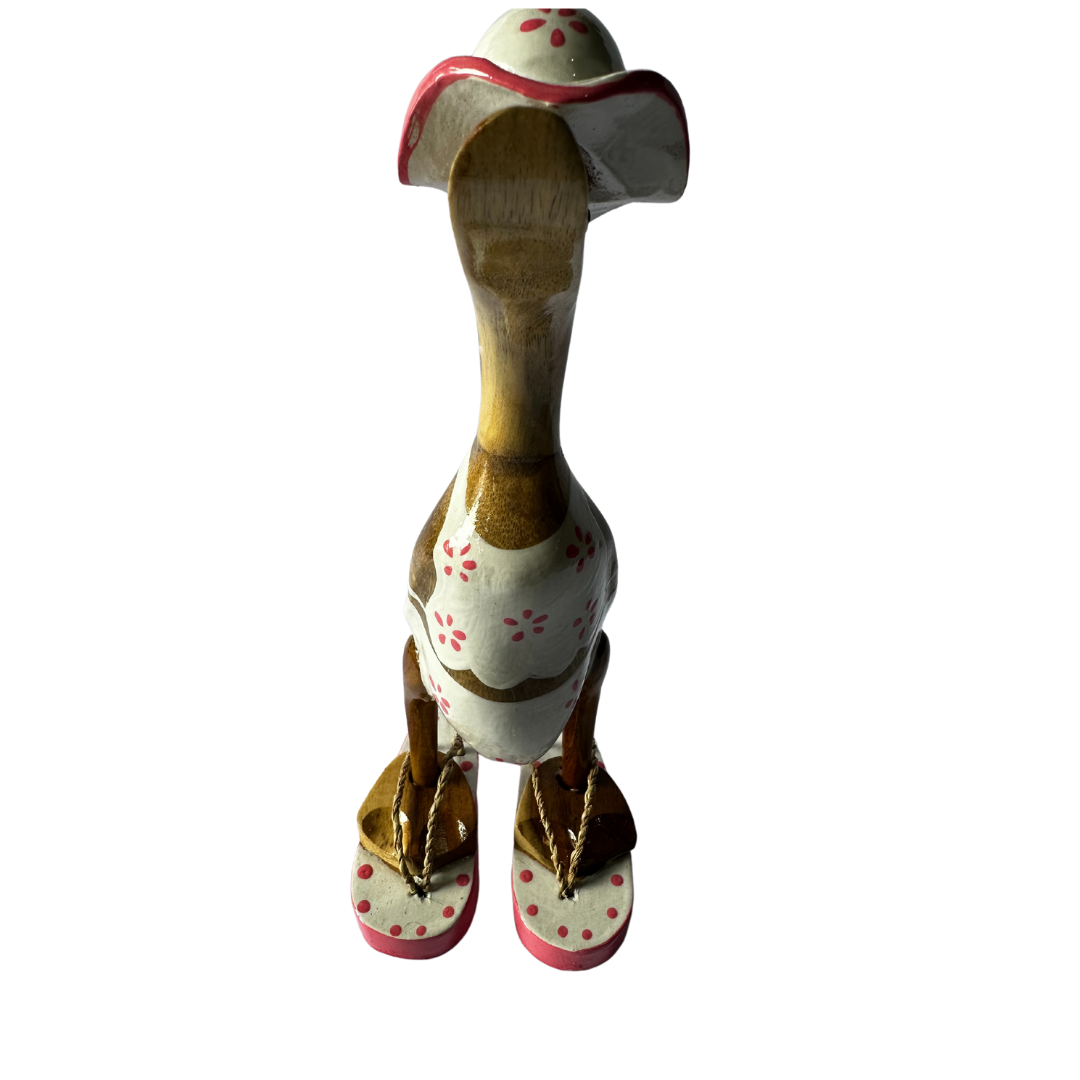 Duck in bikini with flower patterns and flipflops  25 cm