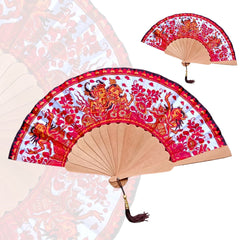 Hand Fan Wayang Red - a theatrical performance 25 cm