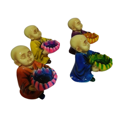 Budha set of 4 candle holders in resin 13 cm