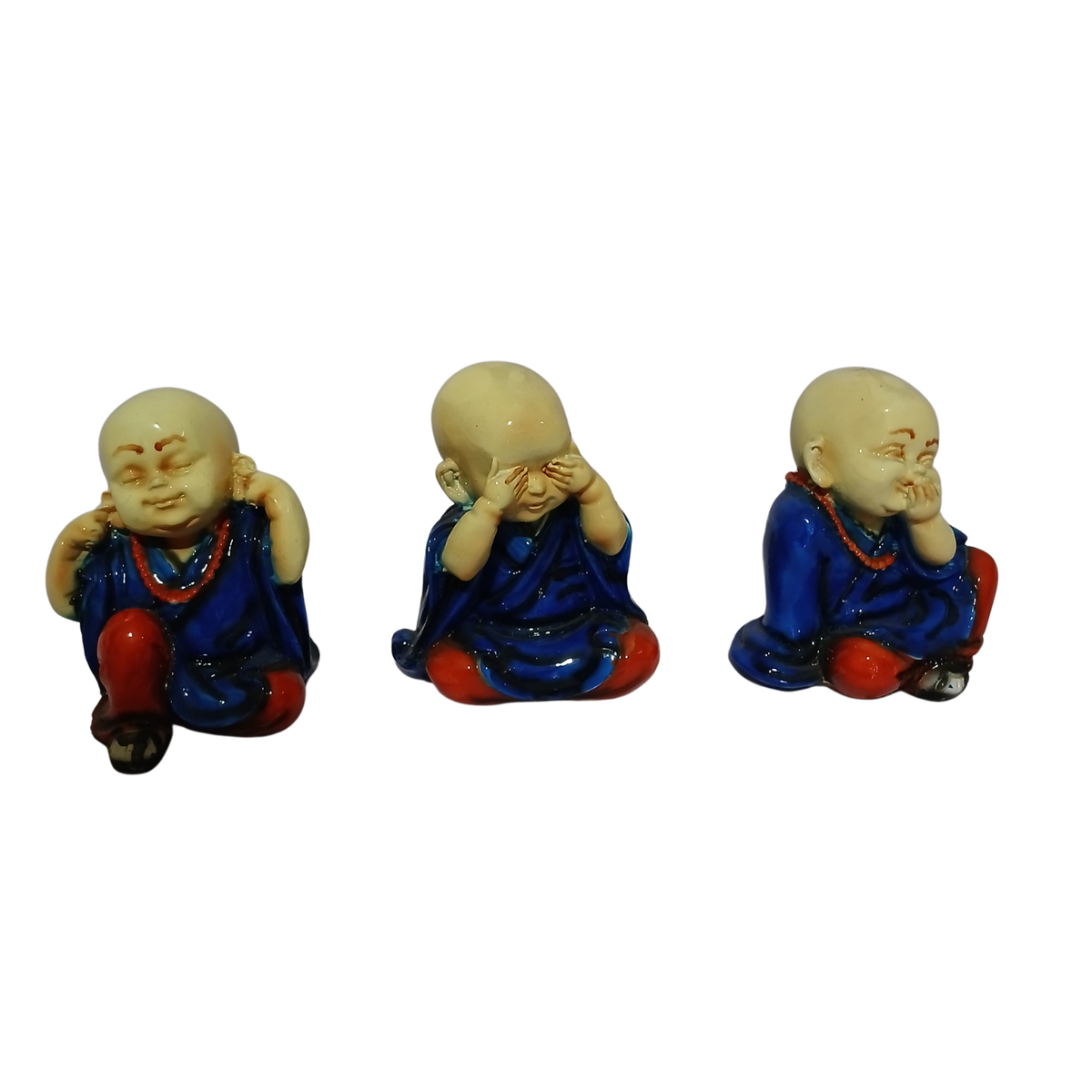 Budhas blue set of 3 in resin see no evil 11 cm