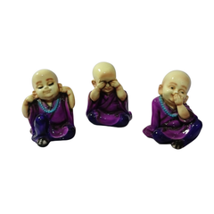 Budhas purple set of 3 in resin see no evil 11 cm