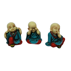 Budhas torquise set of 3 in resin see no evil 11 cm