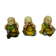 Budhas yellow set of 3 in resin see no evil 11 cm