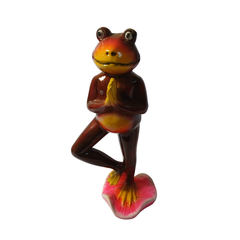 Frog brown standing and praying in resin 25 cm high