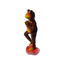 Frog brown standing and praying in resin 25 cm high