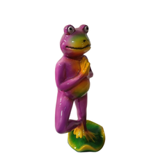 Frog Purple standing and praying in resin 25 cm high