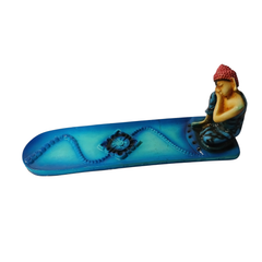 Incense stick holder blue in resin 27 cm long