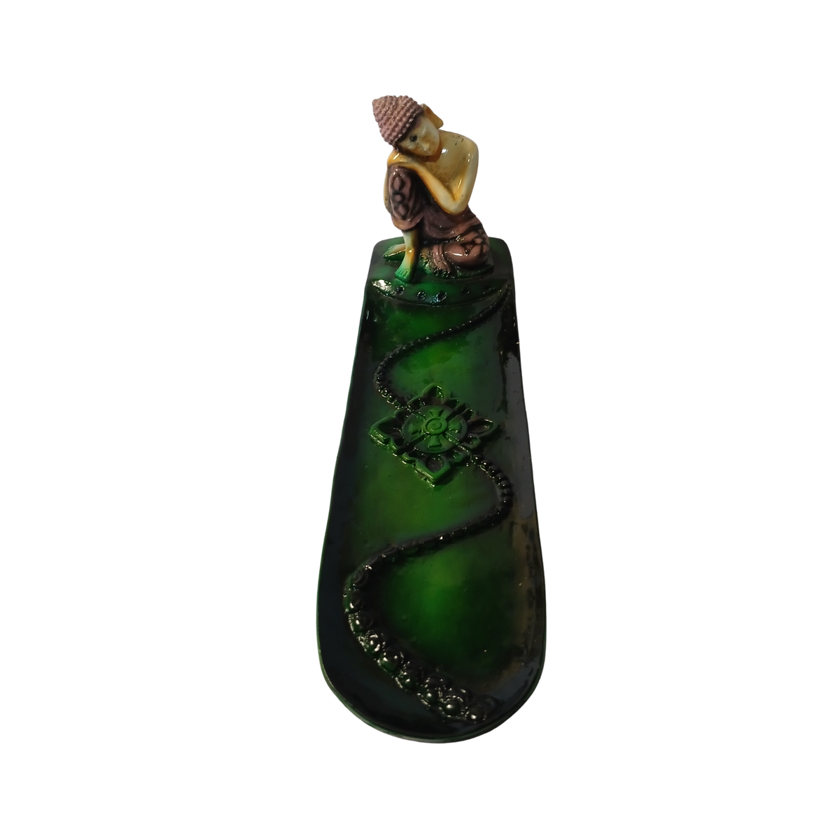 Incense stick holder green in resin 27 cm long