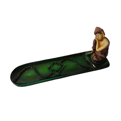 Incense stick holder green in resin 27 cm long