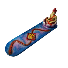 Incense stick holder Ganesha or elephant in  blue in resin 26 cm long