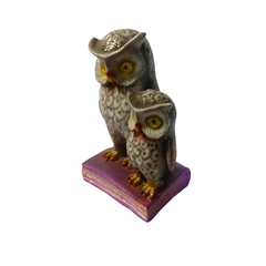 Owl and baby brown in resin 14 cm high