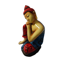 Budha comtemplating red in resin 20 cm high