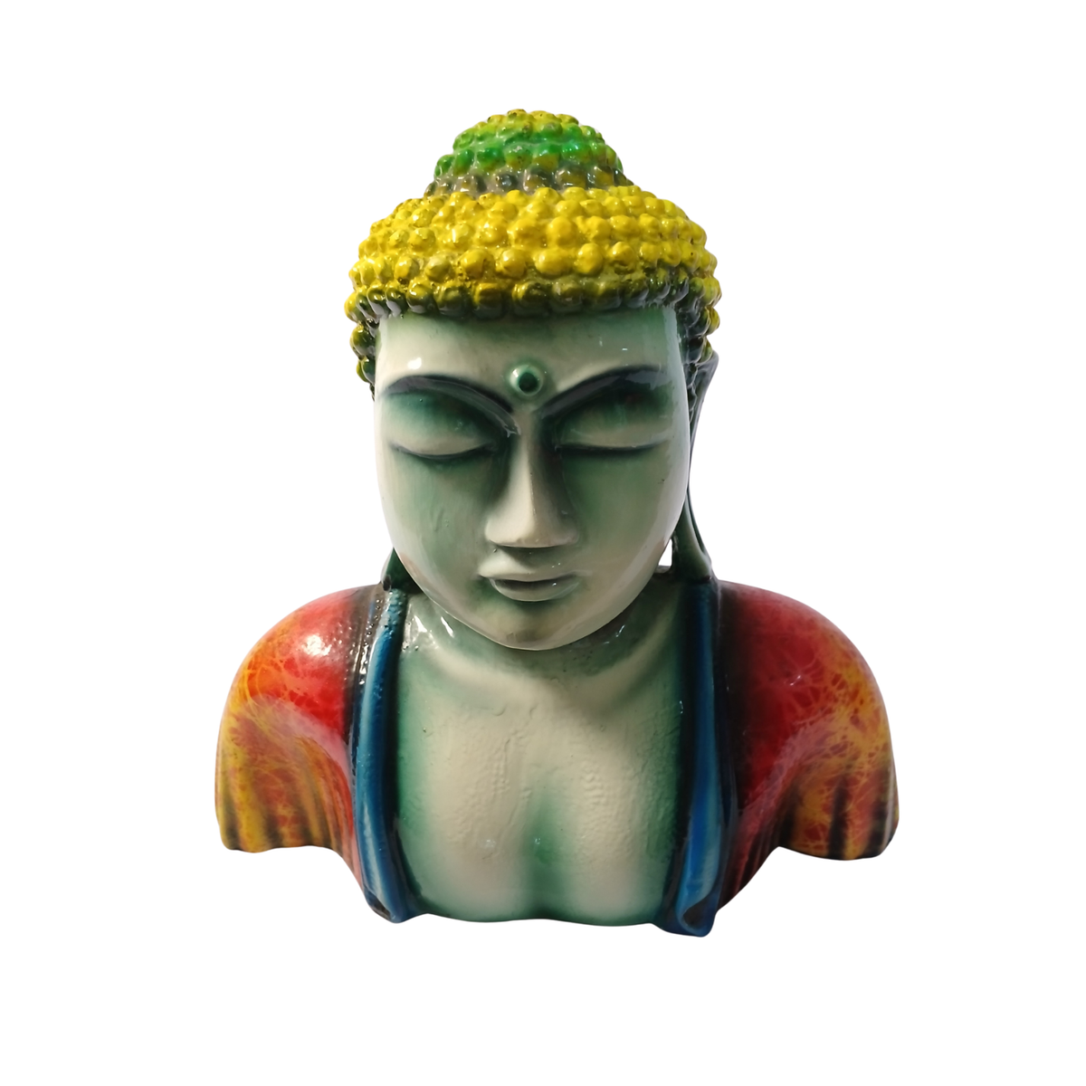 Budha bust in red in resin 25 cm high