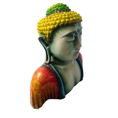 Budha bust in red in resin 25 cm high