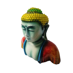 Budha bust in red in resin 25 cm high