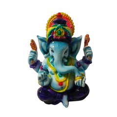 Ganesha or elephant-headed deity blue in resin 11 cm high