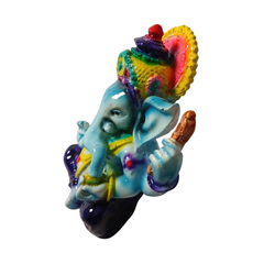 Ganesha or elephant-headed deity blue in resin 11 cm high