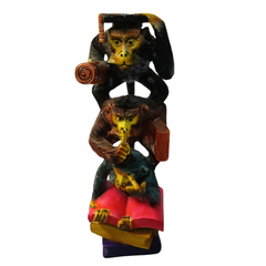 Three scholar monkeys sitting on each other black in resin 36 cm high
