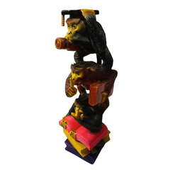 Three scholar monkeys sitting on each other black in resin 36 cm high