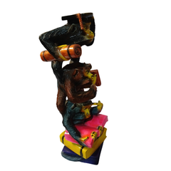 Three scholar monkeys sitting on each other black in resin 36 cm high