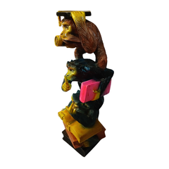 Three scholar monkeys sitting on each other brown in resin 36 cm high