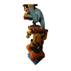 Three scholar monkeys sitting on each other grey in resin 36 cm high
