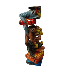 Three scholar monkeys sitting on each other grey in resin 36 cm high