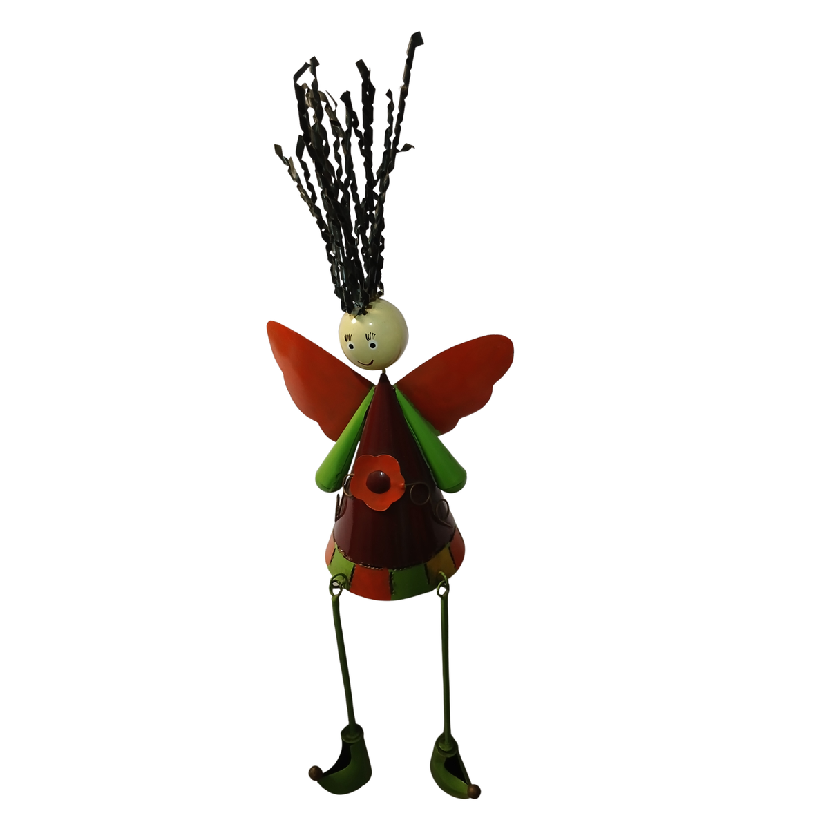 Sitting angel metal art red 46 cm long