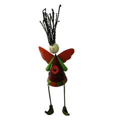 Sitting angel metal art red 46 cm long