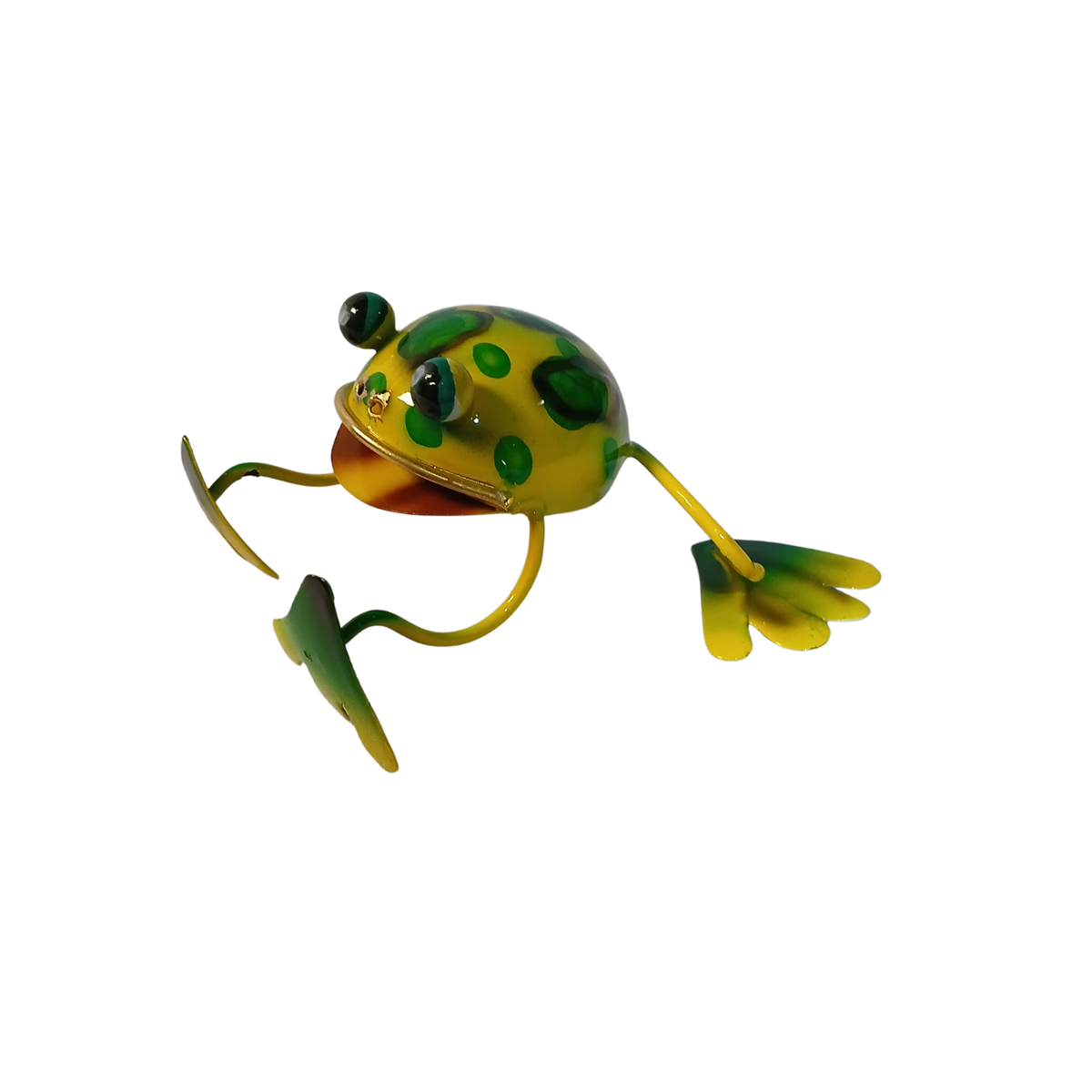 Frog green metal small 9 cm long