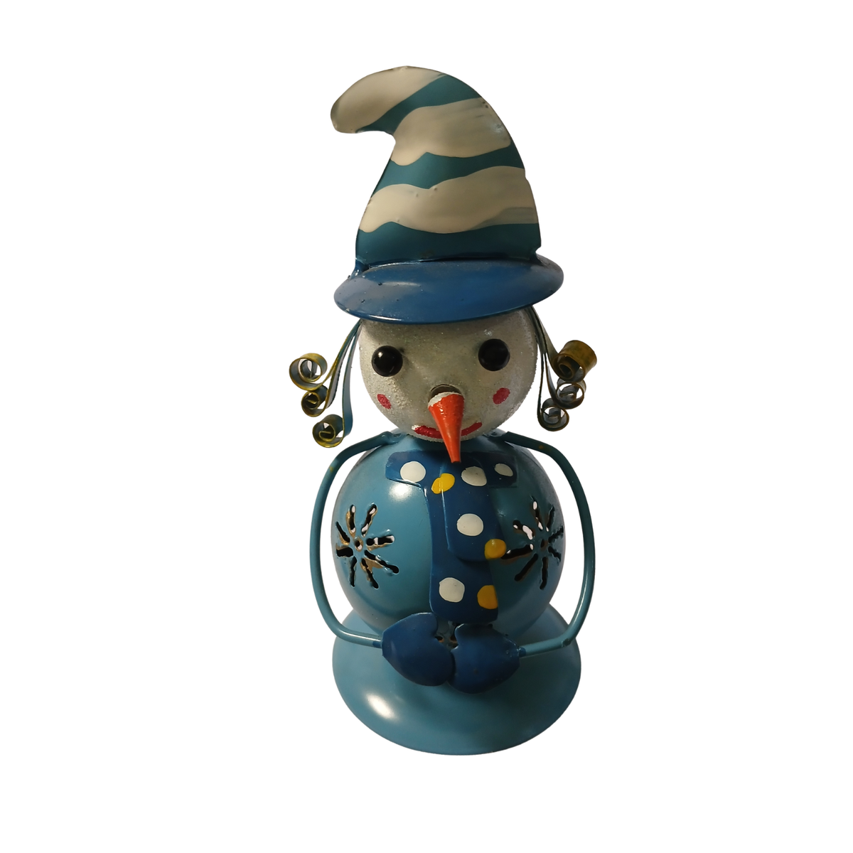 Snowman blue metal art 15 cm high