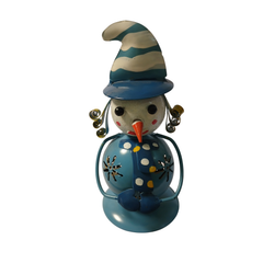 Snowman blue metal art 15 cm high