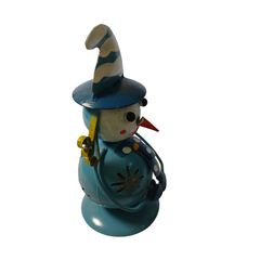 Snowman blue metal art 15 cm high
