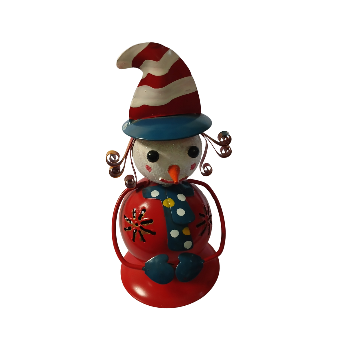 Snowman red metal art 15 cm high